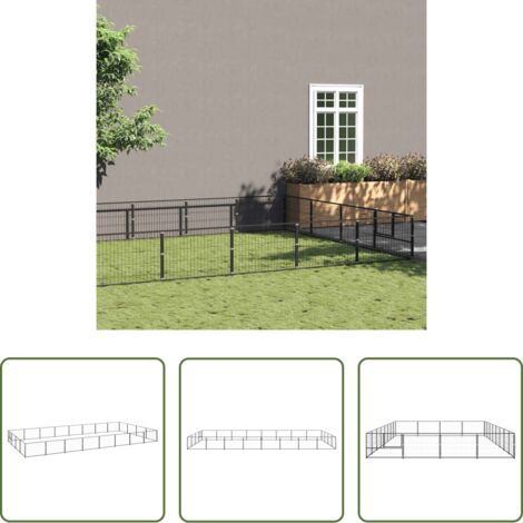Recinto per cani -  Gabbia per Cani Nera 32 m² in Acciaio