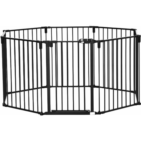 Recinto per Cani Gatti Pieghevole 482,5x2x76 cm 8 Sezioni in Acciaio Nero