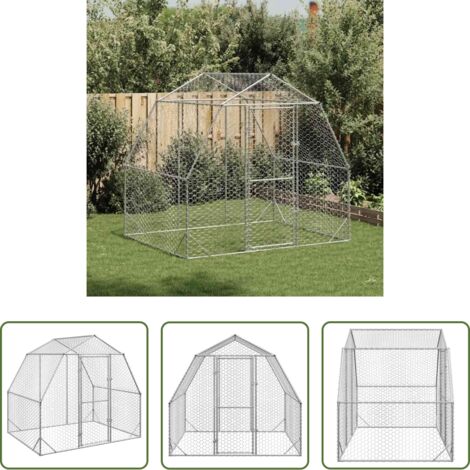 Recinto per galline -  Recinto per Polli 2,5x2x2,25 m in Acciaio Zincato