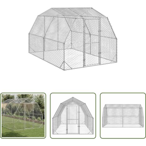 Recinto per galline -  Recinto per Polli 2,5x4x2,25 m in Acciaio Zincato