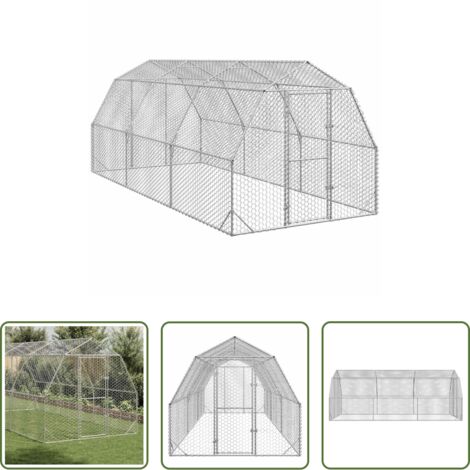 Recinto per galline -  Recinto per Polli 2,5x6x2,25 m in Acciaio Zincato