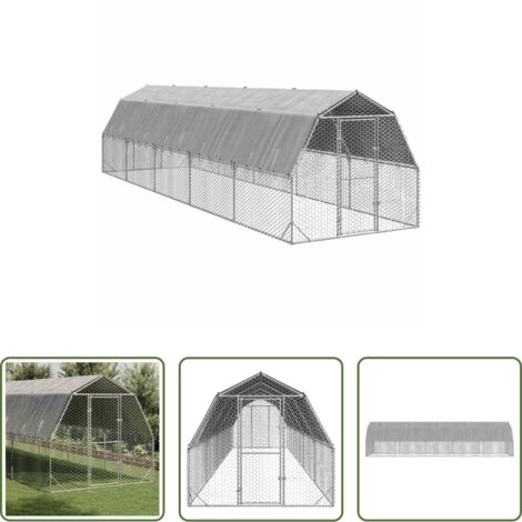 Recinto per galline -  Recinto per Polli con Tetto 2,5x10x2,25 m in Acciaio Zincato