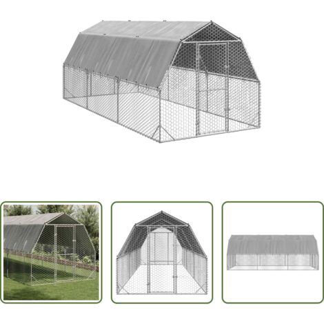 Recinto per galline -  Recinto per Polli con Tetto 2,5x6x2,25 m in Acciaio Zincato