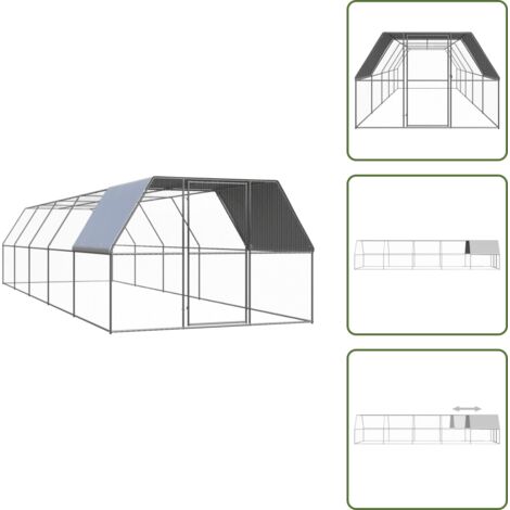 Recinto per galline - vidaXL Pollaio per Esterni 3x10x2 m in Acciaio Zincato - Recinto per anatre