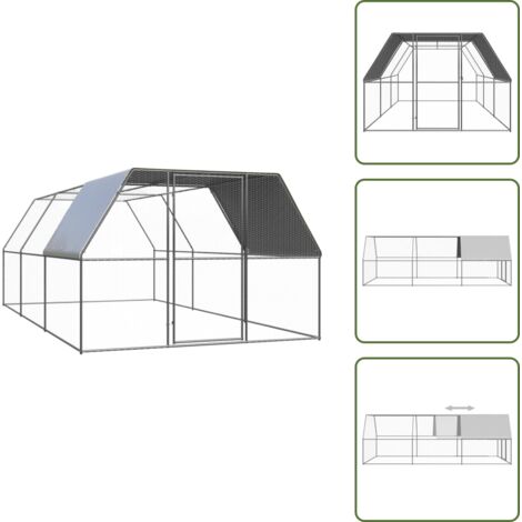 Recinto per galline - vidaXL Pollaio per Esterni 3x6x2 m in Acciaio Zincato - Recinto per anatre