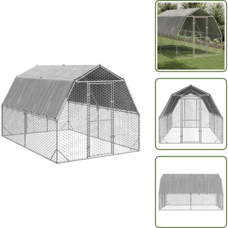 Recinto per galline - vidaXL Recinto per Polli con Tetto 2,5x4x2,25 m in Acciaio Zincato - Recinto per uccelli