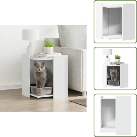 Recinto per gatti - vidaXL Recinto per Lettiera per Gatti Bianco 80x50x45 cm in Truciolato - Lettiera in truciolato
