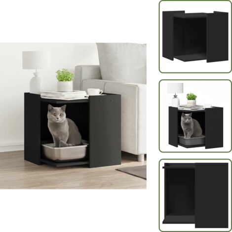 Recinto per gatti - vidaXL Recinto per Lettiera per Gatti Nero 53x53x51 cm in Truciolato - Mobile per gatti
