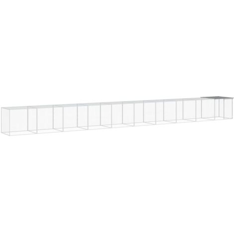 Recinto per pollaio con gabbia per galline con tetto leggero 1003 x 98 x 90 cm acciaio zincato grigio 020043980
