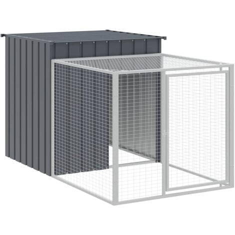 Recinto per pollaio con recinto per galline 110 x 201 x 110 cm in acciaio zincato antracite 020043940