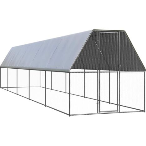 Recinto per pollaio gabbia per galline da esterno 2 x 10 x 2 m acciaio zincato argento 020043991