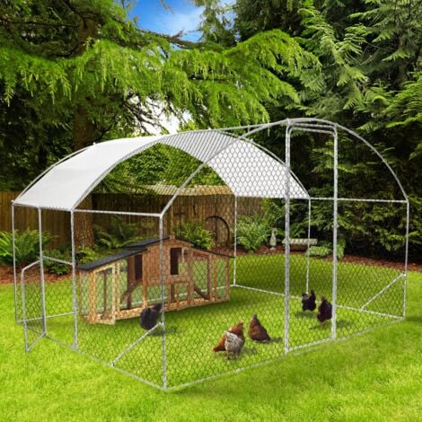 Recinto per polli a cupola 7,5 m² in rete metallica 3x2,5 M con porta laterale