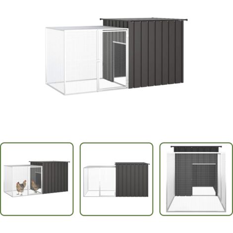 Recinto per polli -  Gabbia per Polli Antracite 200x91x100 cm Acciaio Zincato