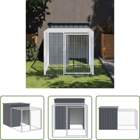 Recinto per polli -  Gabbia per polli con recinto antracite 110x201x110 cm in acciaio zincato
