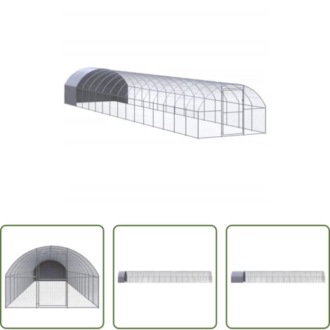 Recinto per polli -  Gabbia per Polli da Esterno 3x16x2 m in Acciaio Zincato