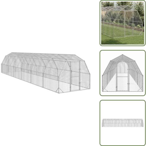Recinto per uccelli - vidaXL Recinto per Polli 2,5x12x2,25 m in Acciaio Zincato - Recinto per anatre