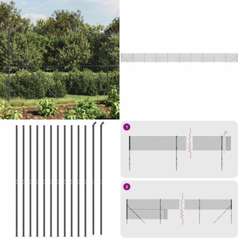 Recinzione a Rete con Flangia Antracite 1,4x25 m - Recinzione metallica - Recinzione antracite