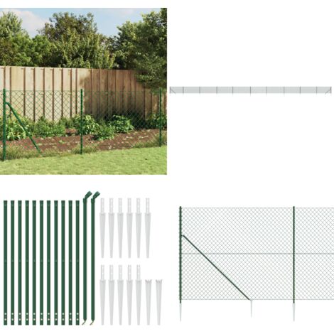 Recinzione a Rete con Picchetti Ancoraggio Verde 0,8x25 m - Recinzione per animali - Recinzione in acciaio
