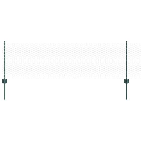 Recinzione con pali. Verde 0.6 x 25 m Acciaio vidaXL