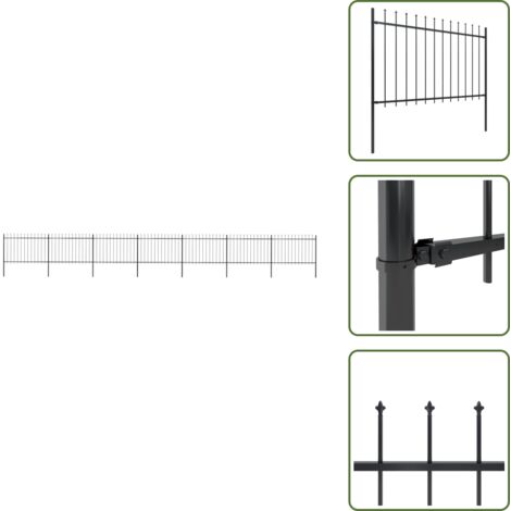 Recinzione con punte a lancia - vidaXL Recinzione da Giardino con Punta a Lancia in Acciaio 1248x120 cm Nero - Recinzione per casa