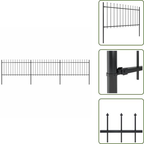 Recinzione con punte a lancia - vidaXL Recinzione da Giardino con Punta a Lancia in Acciaio 537x100 cm Nera - Recinzione per casa