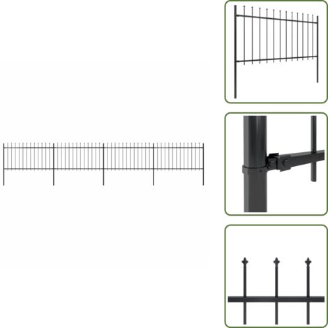 Recinzione con punte a lancia - vidaXL Recinzione da Giardino con Punta a Lancia in Acciaio 714,5x100 cm Nero - Recinzione per giardino