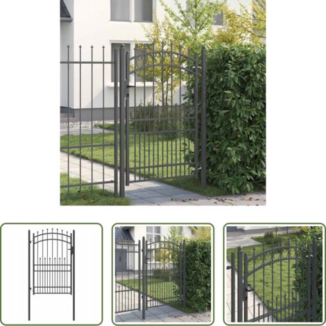 Recinzione con punte -  Cancello della recinzione con punte Grigio 200 x 100 cm