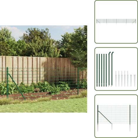 Recinzione con puntone - vidaXL Recinzione Metallica con Picchetti Ancoraggio Verde 1x10 m - Recinzione verde