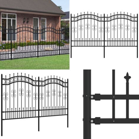 Recinzione da giardino con punta a lancia nera 240x125 cm in acciaio verniciato a polvere - Recinzione in acciaio - Recinzione a punta