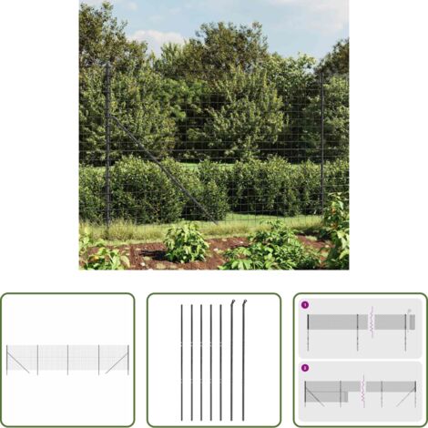 Recinzione da giardino - Recinzione Metallica Antracite 2,2x10 m in Acciaio Zincato