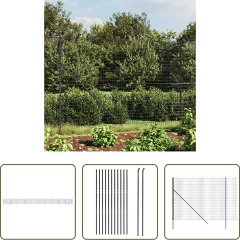 Recinzione da giardino -  Recinzione Metallica Antracite 2,2x25 m in Acciaio Zincato
