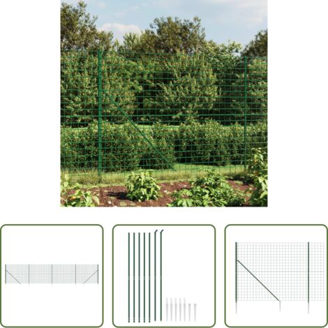 Recinzione da giardino -  Recinzione Metallica con Picchetti Ancoraggio Verde 2,2x10 m