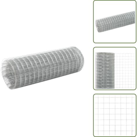 Recinzione da giardino - vidaXL Recinzione in Rete per Pollaio Acciaio Zincato 25x0,5 m Argento - Rete in acciaio zincato