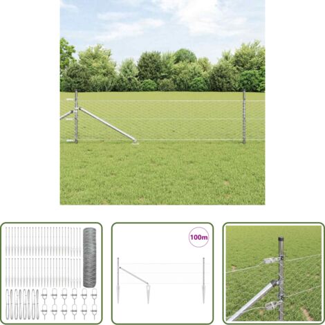 Recinzione esterna -  Palo della recinzione Argento 100 x 0,5 m (maglia 36 mm)