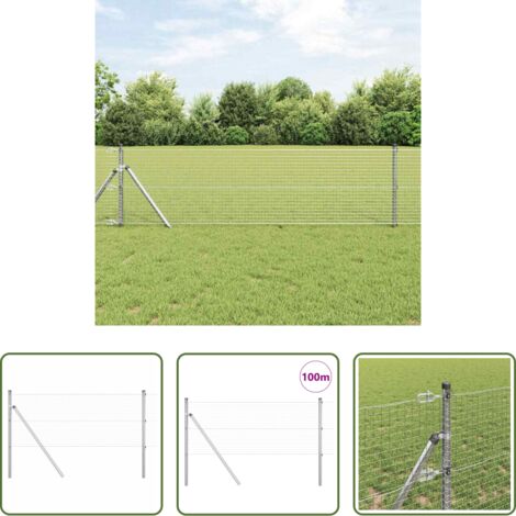 Recinzione esterna -  Palo della recinzione Argento 100 x 0,5 m (rete 25 x 25 mm)