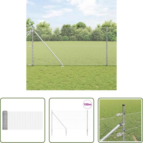 Recinzione esterna -  Palo della recinzione Argento 100 x 1 m (maglia 13 mm) Acciaio
