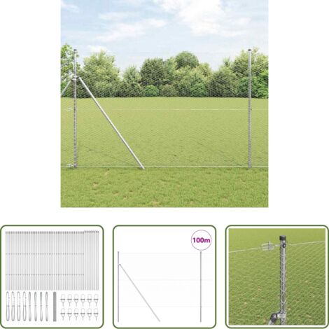 Recinzione esterna -  Palo della recinzione Argento 100 x 1,5 m (rete da 25 mm)