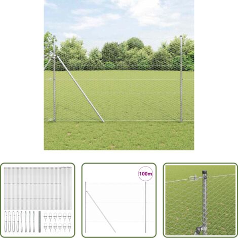 Recinzione esterna -  Palo della recinzione Argento 100 x 1,6 m (rete da 36 mm)