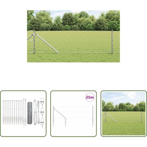 Recinzione esterna -  Palo della recinzione Argento 25 x 0,6 m (rete 50 mm) Acciaio
