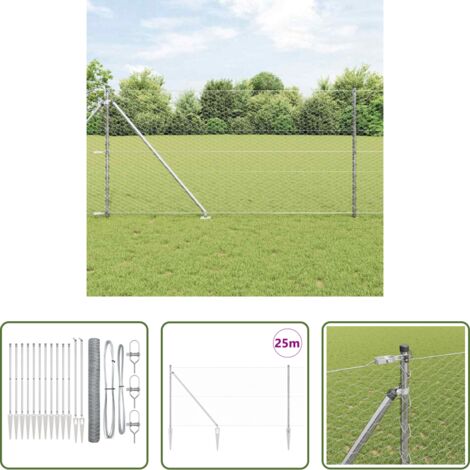 Recinzione esterna -  Palo della recinzione Argento 25 x 1,2 m (rete da 36 mm)