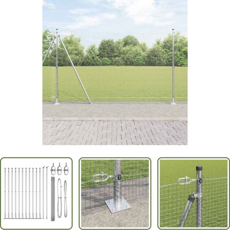 Recinzione esterna -  Palo della recinzione Argento 25 x 1,5 m (19 x 19 mm rete)