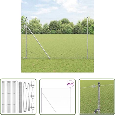 Recinzione esterna -  Palo della recinzione Argento 25 x 1,5 m (rete da 25 mm)