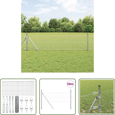 Recinzione esterna -  Palo della recinzione Argento 50 x 0,4 m (rete 36 mm) Acciaio
