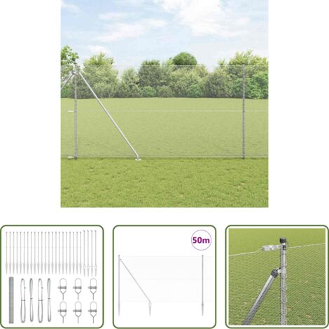 Recinzione esterna -  Palo della recinzione Argento 50 x 1,6 m (rete da 13 mm)