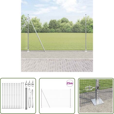 Recinzione esterna -  Palo della recinzione Argento Rete 25 x 1,5 m (rete 16 x 16 mm)