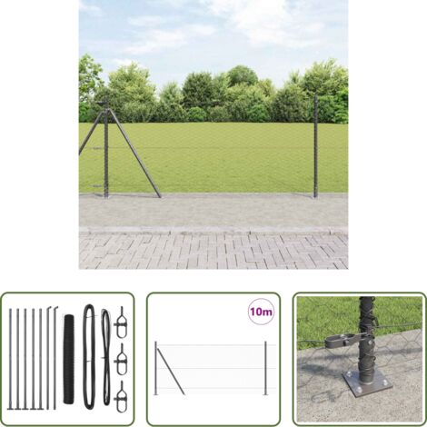 Recinzione esterna -  Palo della recinzione Grigio 10 x 1 m (rete 36 mm)