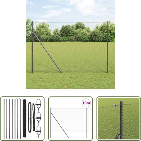 Recinzione esterna -  Palo della recinzione Grigio 10 x 1,5 m (maglia da 36 mm)