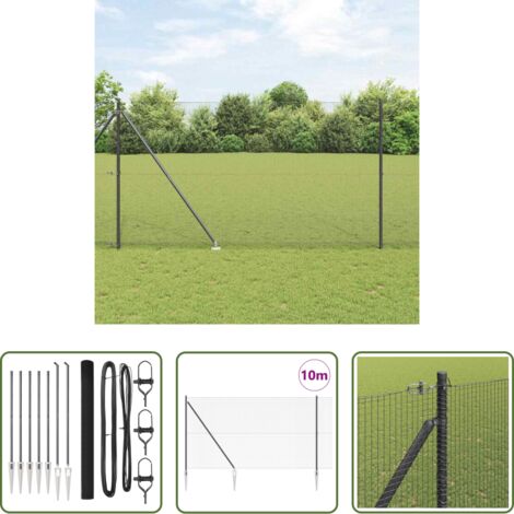 Recinzione esterna -  Palo della recinzione Grigio 10 x 1,5 m (rete 16 x 16 mm)