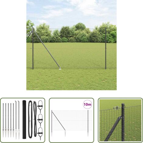 Recinzione esterna -  Palo della recinzione Grigio 10 x 1,5 m (rete 25 x 25 mm)
