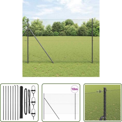Recinzione esterna -  Palo della recinzione Grigio 10 x 1,6 m (maglia da 13 mm)